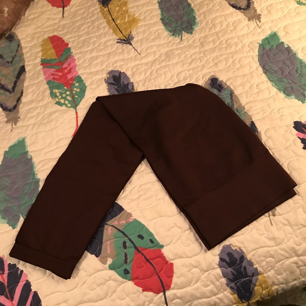 Brown tights. Capri length.
